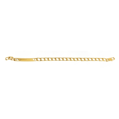 397 - 18ct gold identity bracelet, 16cm in length, 10.8g