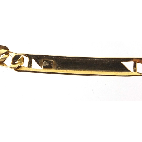 397 - 18ct gold identity bracelet, 16cm in length, 10.8g