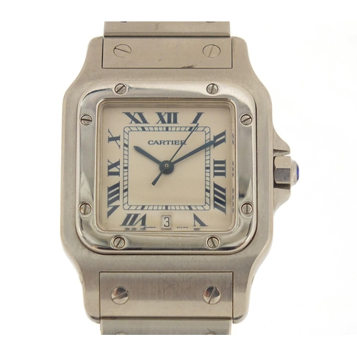 677 - Gentleman's Cartier wristwatch with date dial, the case numbered 122145CD, with paperwork, the dial ... 