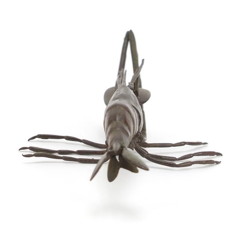 376 - Large Japanese patinated bronze shrimp, 13.5cm in length