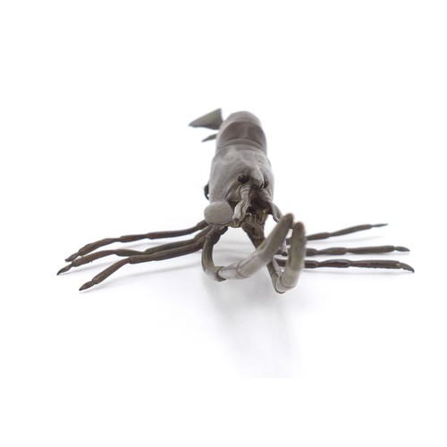 376 - Large Japanese patinated bronze shrimp, 13.5cm in length