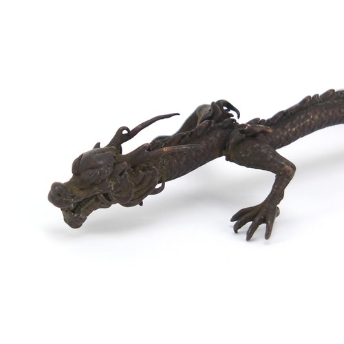 260 - Large Japanese patinated bronze dragon, 15.5cm in length