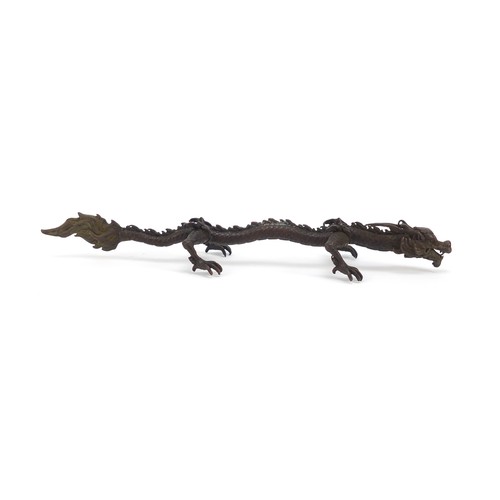 260 - Large Japanese patinated bronze dragon, 15.5cm in length