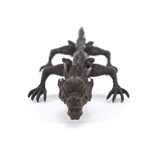 260 - Large Japanese patinated bronze dragon, 15.5cm in length