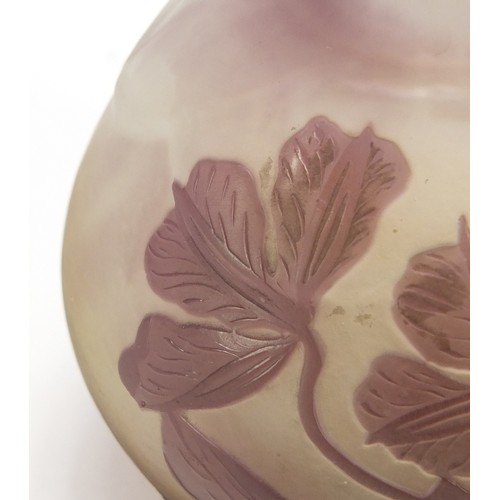 127 - Émile Gallé cameo glass vase acid etched with flowers, signed Gallé, 14.5cm high