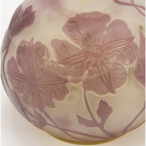 127 - Émile Gallé cameo glass vase acid etched with flowers, signed Gallé, 14.5cm high