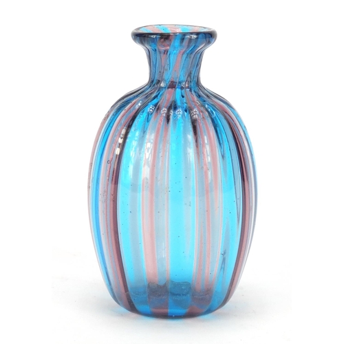 384 - Italian red and blue glass vase possibly by Venini, 8cm high