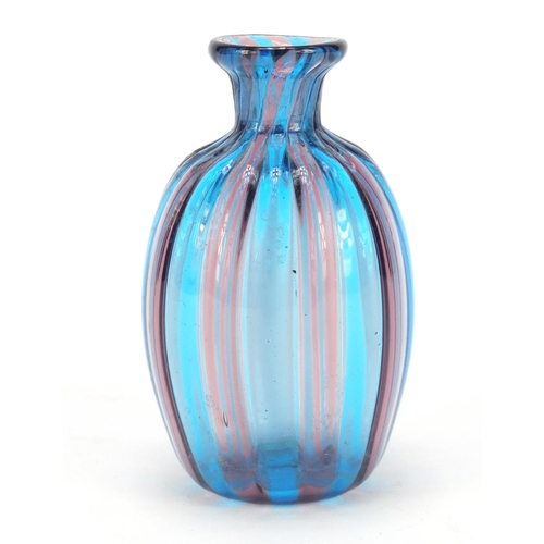 384 - Italian red and blue glass vase possibly by Venini, 8cm high