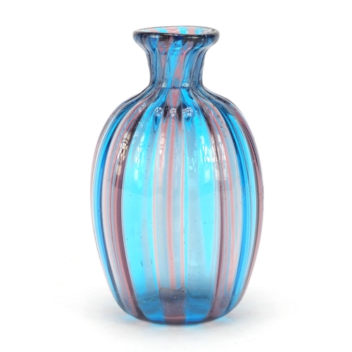 384 - Italian red and blue glass vase possibly by Venini, 8cm high