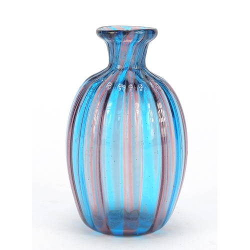 384 - Italian red and blue glass vase possibly by Venini, 8cm high