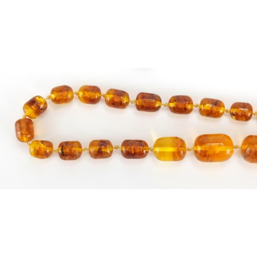 1548 - Amber coloured bead necklaces and loose beads, approximate weight 158.0g