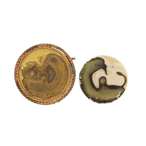 1540 - Three classical portrait brooches including Limoges, the largest 5.5cm in diameter