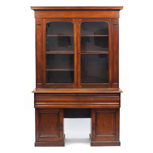 2180 - Victorian mahogany secretaire bookcase, with a pair of glazed doors above a secretaire drawer and a ... 