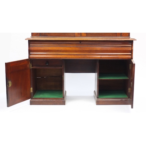 2180 - Victorian mahogany secretaire bookcase, with a pair of glazed doors above a secretaire drawer and a ... 