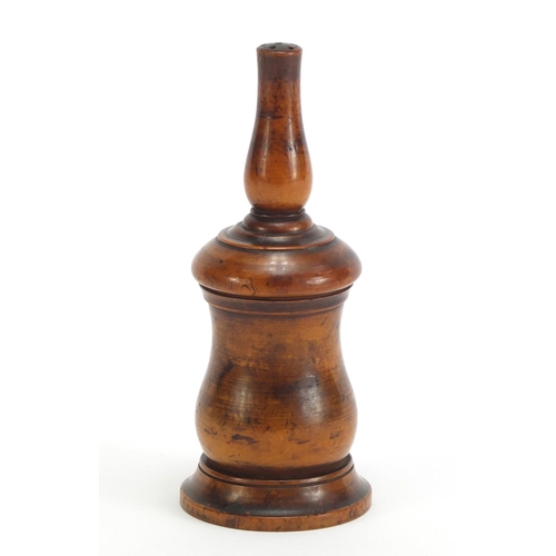 44 - 19th century turned fruit wood glove powder pot, 12.5cm high