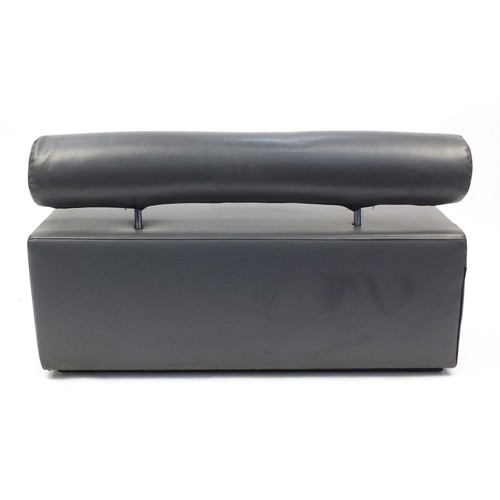 2198 - Contemporary two seater settee with grey upholstery, 74cm H x 117cm W x 57cm D