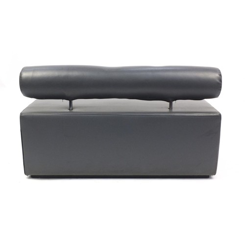 2199 - Contemporary two seater settee with grey upholstery, 74cm H x 117cm W x 57cm D