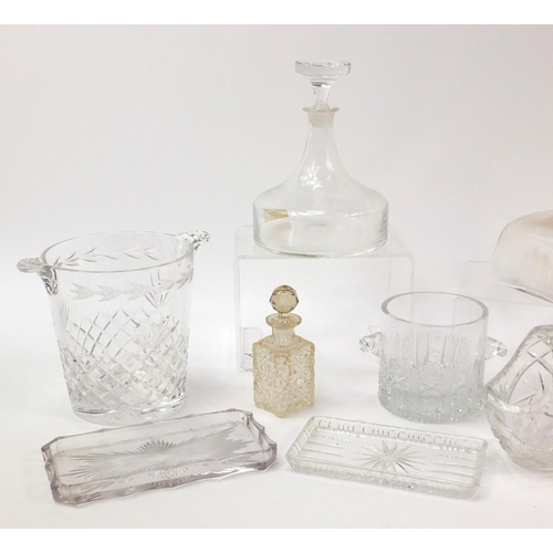 2482 - Cut crystal and glassware including two crystal ice buckets, ship's decanters and a fruit basket, th... 