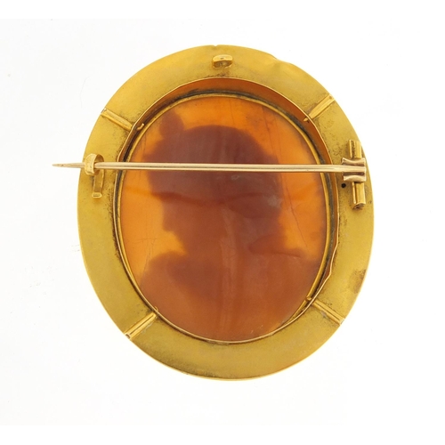 24 - Good Victorian cameo brooch with unmarked gold mount engraved with flowers, (tests as 15ct+ gold) 5.... 