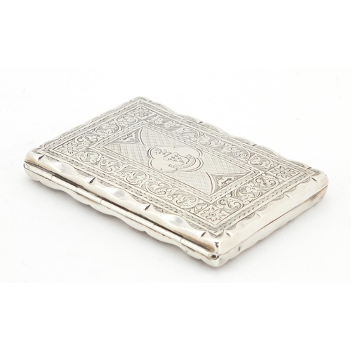 33 - Victorian silver aide memoire with leather interior and ivory page, incomplete makers mark, Birmingh... 
