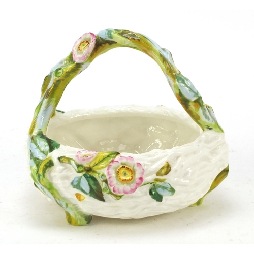 146 - Royal Worcester naturalistic porcelain basket, 15.5cm high