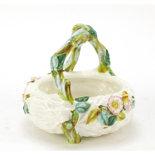 146 - Royal Worcester naturalistic porcelain basket, 15.5cm high