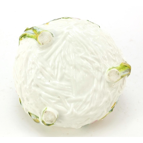 146 - Royal Worcester naturalistic porcelain basket, 15.5cm high