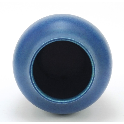 127 - Large Pilkington's Royal Lancastrian pottery vase having a mottled blue glaze, numbered 2085, 27cm h... 