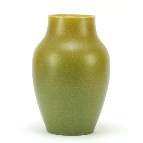 128 - Large Pilkington's Royal Lancastrian pottery vase having a mottled yellow/green glaze, numbered 2085... 