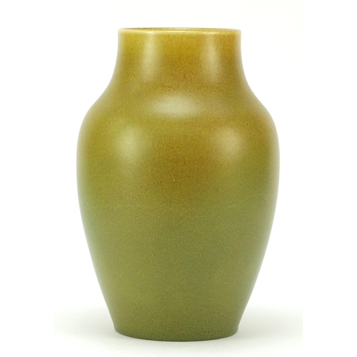 128 - Large Pilkington's Royal Lancastrian pottery vase having a mottled yellow/green glaze, numbered 2085... 