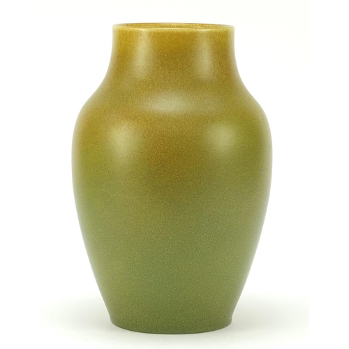 128 - Large Pilkington's Royal Lancastrian pottery vase having a mottled yellow/green glaze, numbered 2085... 