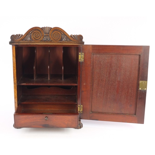 47 - Victorian walnut and mahogany table top stationary cabinet, enclosing a sectional letter rack above ... 