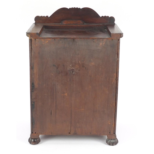 47 - Victorian walnut and mahogany table top stationary cabinet, enclosing a sectional letter rack above ... 