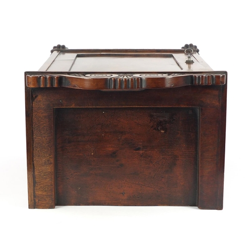 47 - Victorian walnut and mahogany table top stationary cabinet, enclosing a sectional letter rack above ... 