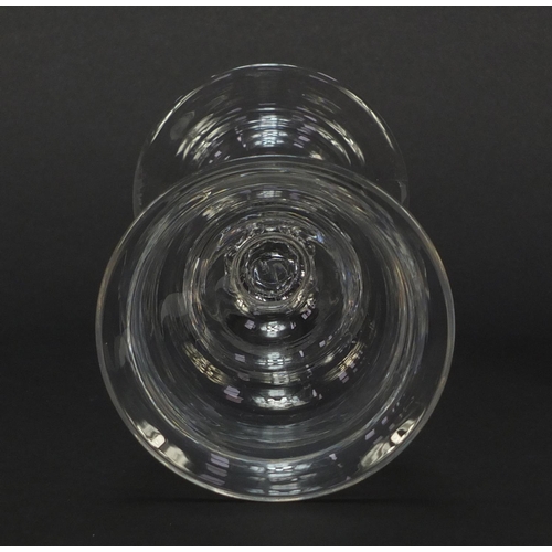 55 - 18th century glass sweetmeat dish with writhen stem, 16.5cm high