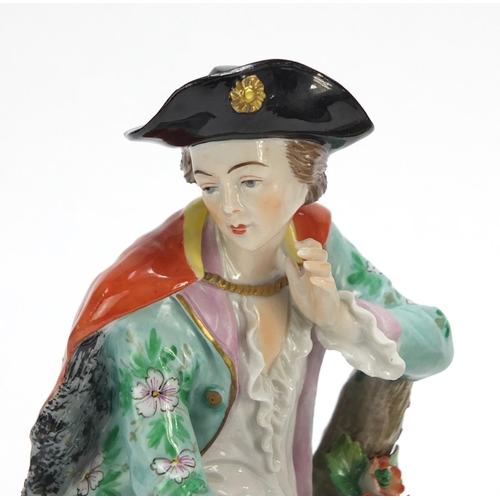 148 - Pair of German hand painted Dresden porcelain figures of a shepherd and shepherdess, 19cm high