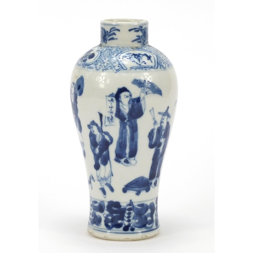 162 - Chinese blue and white porcelain baluster vase hand painted with eight immortals, four figure charac... 