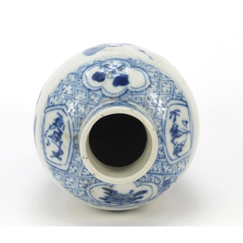 162 - Chinese blue and white porcelain baluster vase hand painted with eight immortals, four figure charac... 