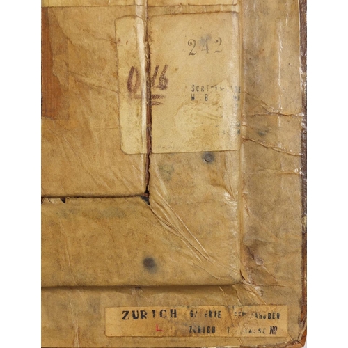 159 - Abstract composition, oil on canvas laid on board, details verso, framed, 39.5cm x 20cm