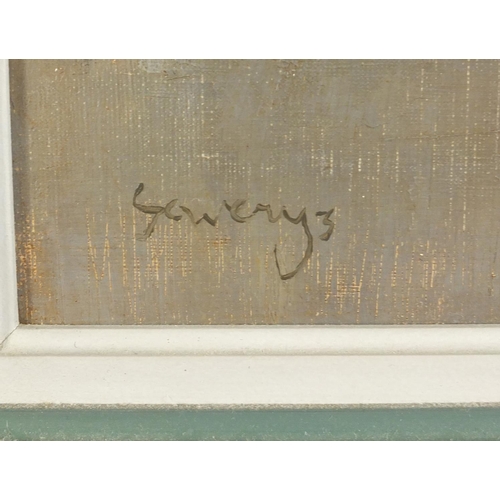 157 - Marsh Landscape, Continental school oil on canvas, mounted and framed, 58.5cm x 49.5cm