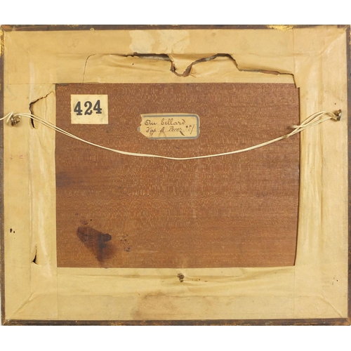 160 - J Bell- The Billiard Room over painted photograph, 26cm x 22cm