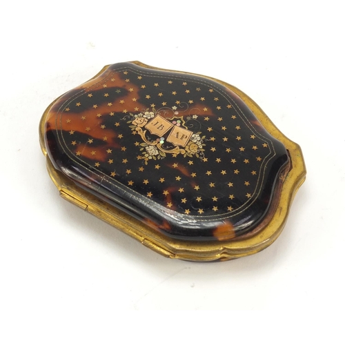 35 - 19th century tortoiseshell and pique work purse, 8.5cm wide