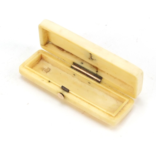 37 - Georgian ivory toothpick case with gold mounts, 5.7cm wide