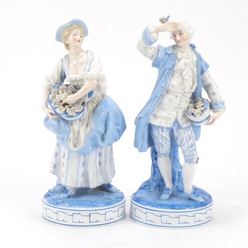 149 - Pair of 19th century Continental porcelain figures of the flower sellers, the largest 27cm high