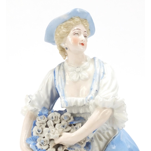 149 - Pair of 19th century Continental porcelain figures of the flower sellers, the largest 27cm high