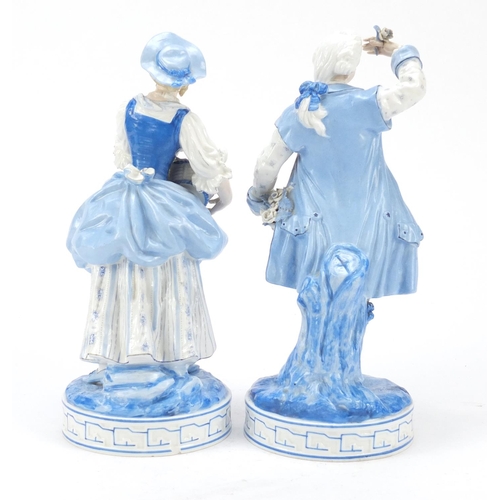 149 - Pair of 19th century Continental porcelain figures of the flower sellers, the largest 27cm high