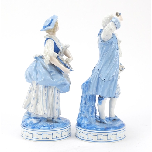 149 - Pair of 19th century Continental porcelain figures of the flower sellers, the largest 27cm high