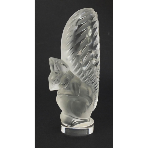 131 - Lalique frosted and clear glass squirrel paperweight, etched Lalique France, 11cm high