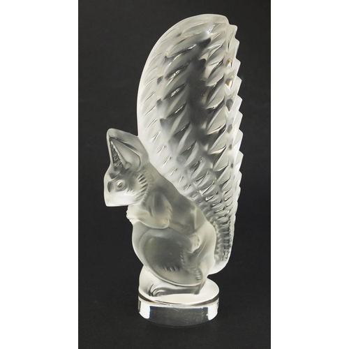 131 - Lalique frosted and clear glass squirrel paperweight, etched Lalique France, 11cm high