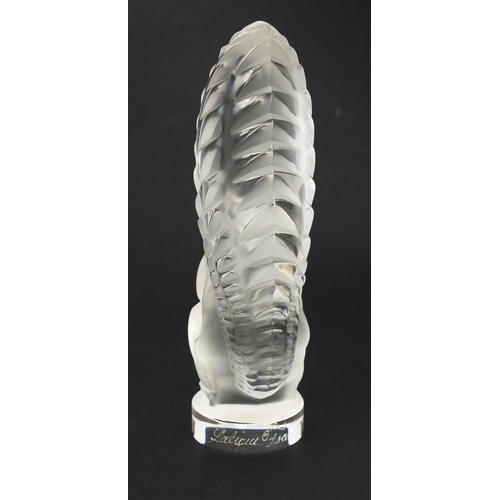 131 - Lalique frosted and clear glass squirrel paperweight, etched Lalique France, 11cm high